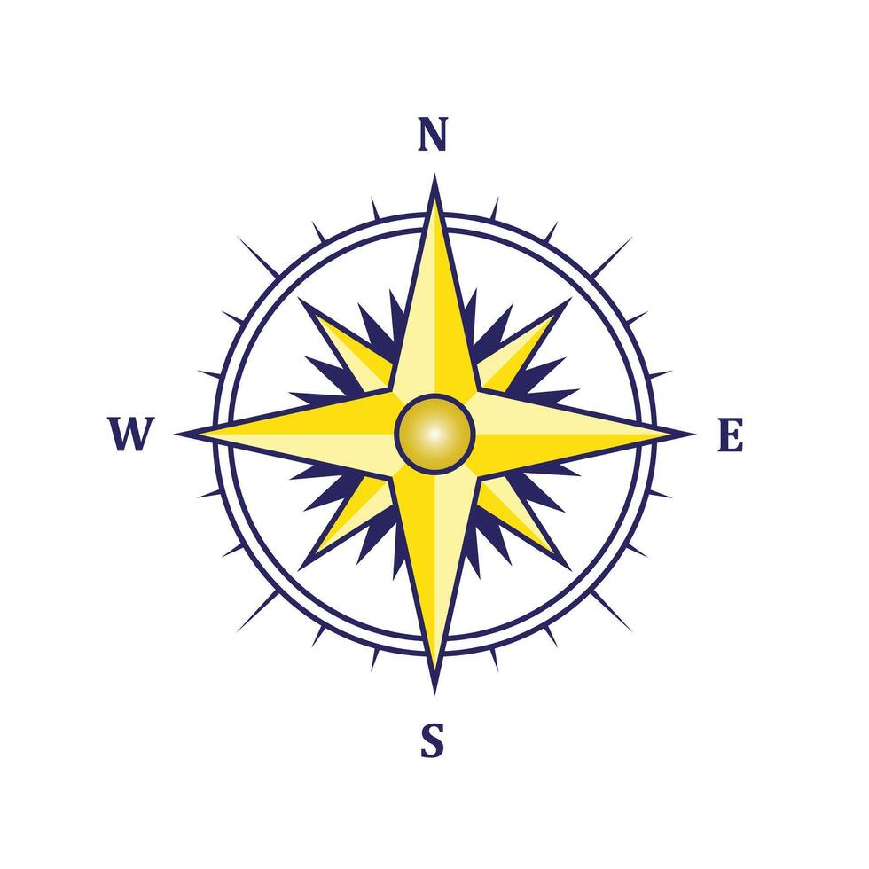 Point of compass cartoon illustration icon mascot symbol object. Navigation orienteering equipment tool vector