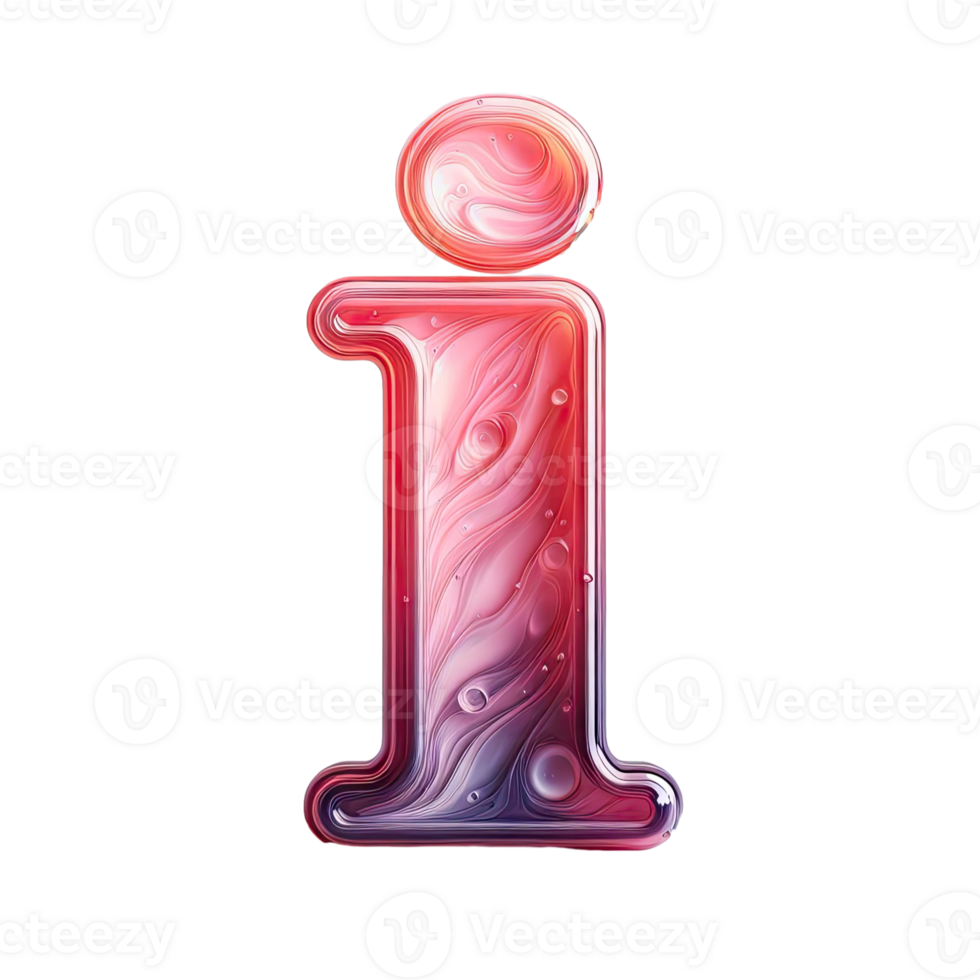 The letter i is made of liquid and has a swirl pattern png