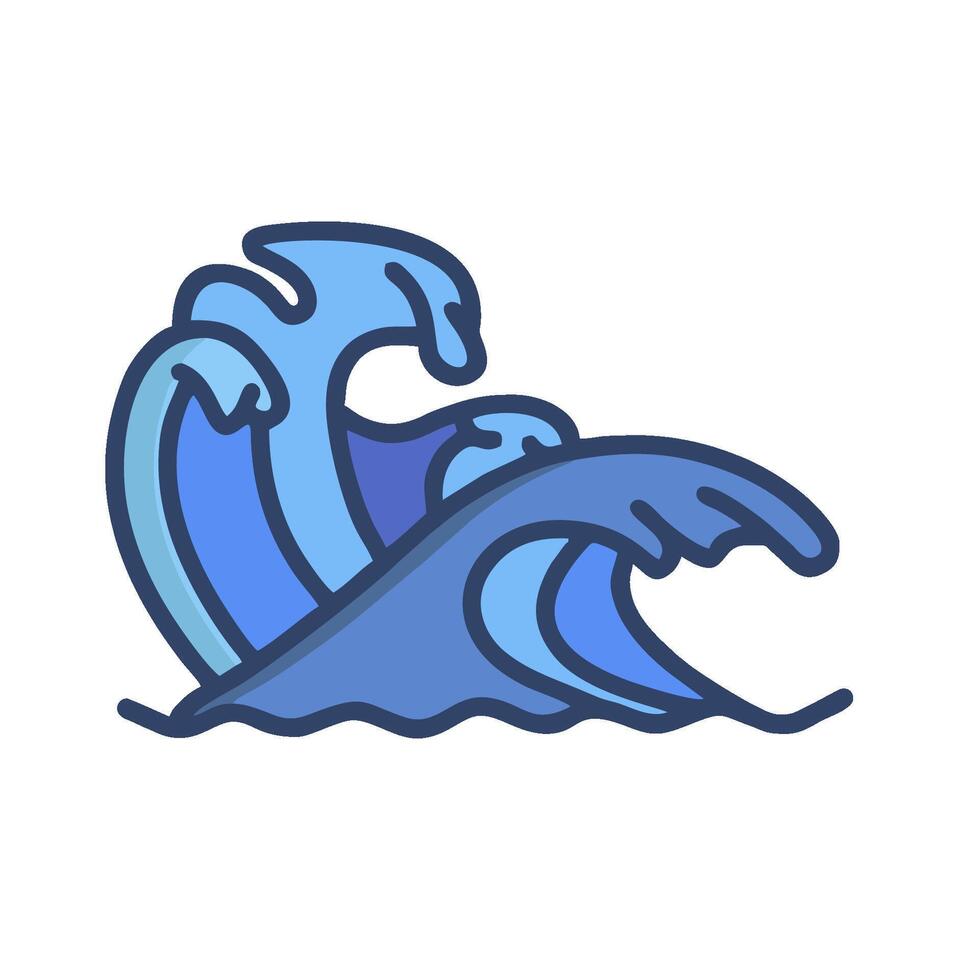 Wave icon, blue ocean wave, wave illustration vector