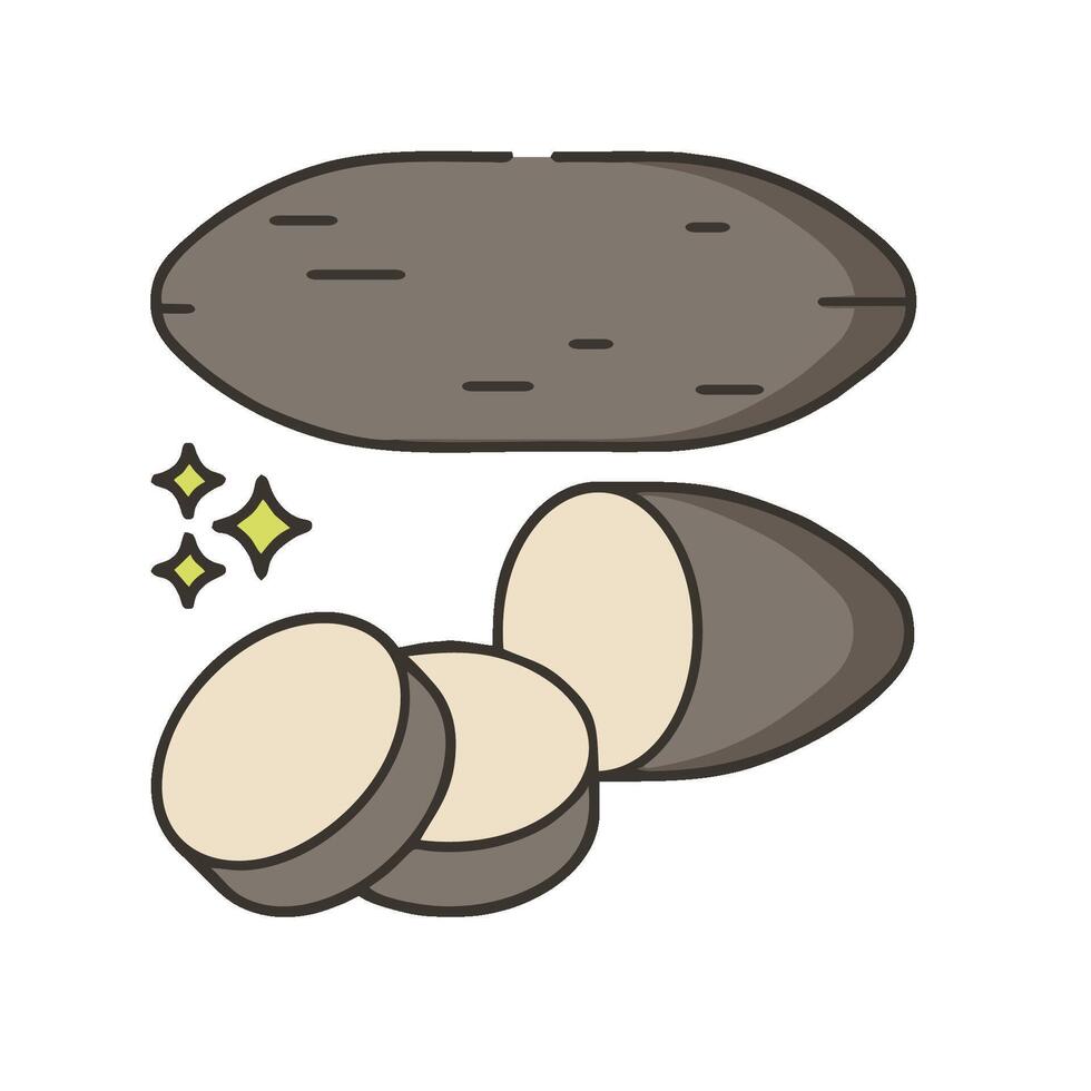 A potato and a piece of wood are shown vector