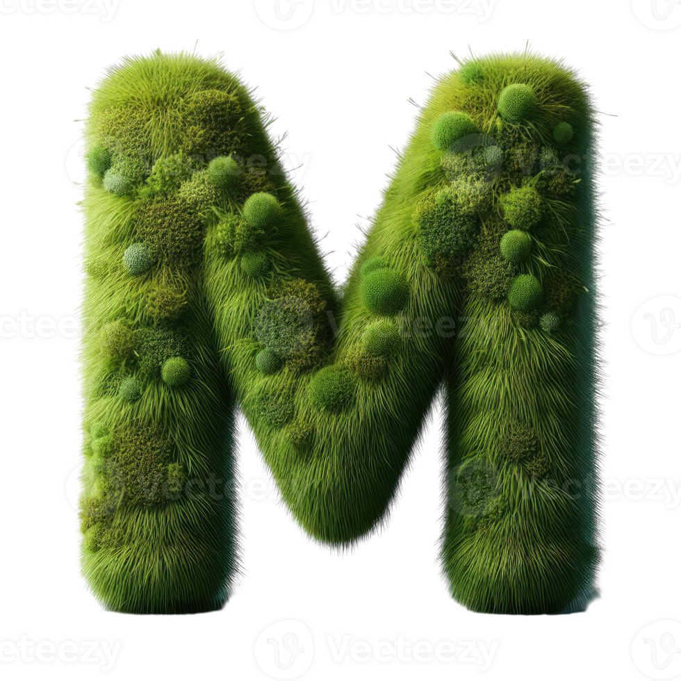 The letter m is made of grass and moss png