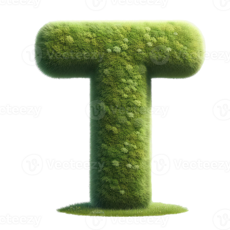 The letter t is made of grass and plants png