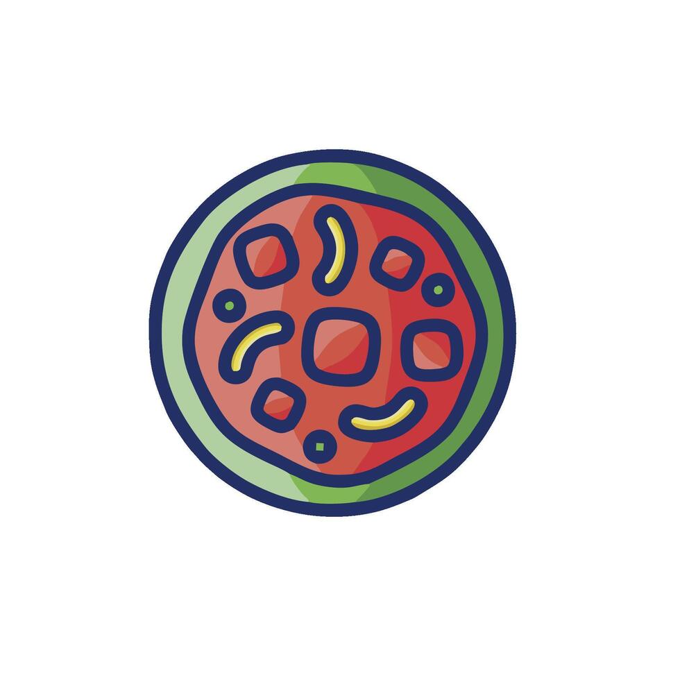 A slice of pizza with a green and red border vector