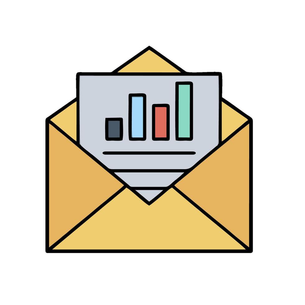 Email envelope icon with bar graph vector