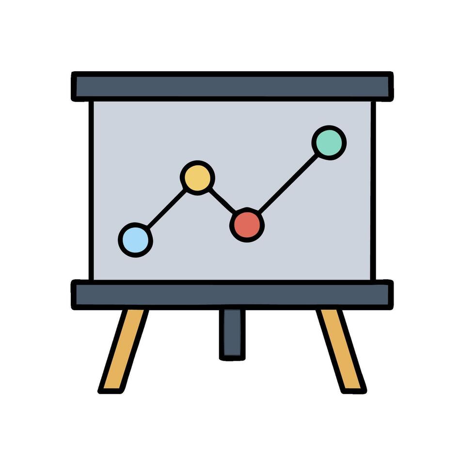An icon of a presentation board with a graph on it vector