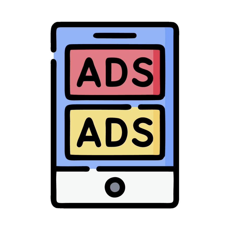 An ad on a smartphone with the words ads on it vector
