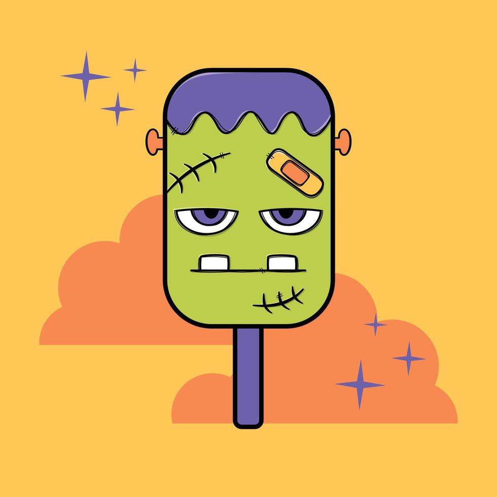 Colorful Halloween Frankenstein Candy with Flat Design vector