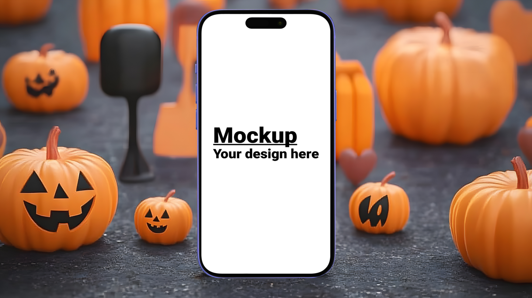 Halloween-themed phone mockup psd