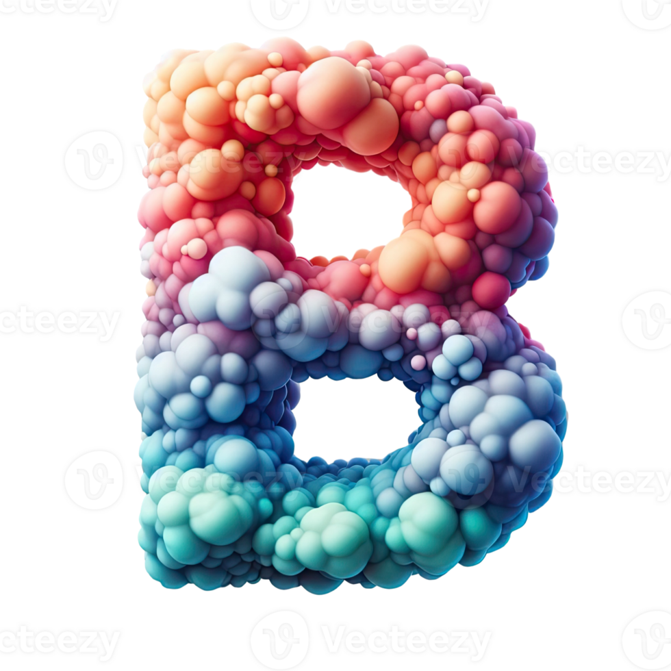The letter b is made of colorful bubbles png
