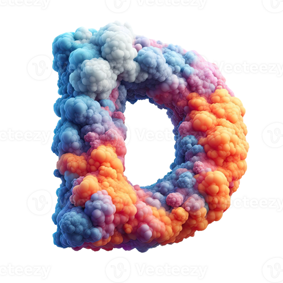The letter d is made of colorful smoke png