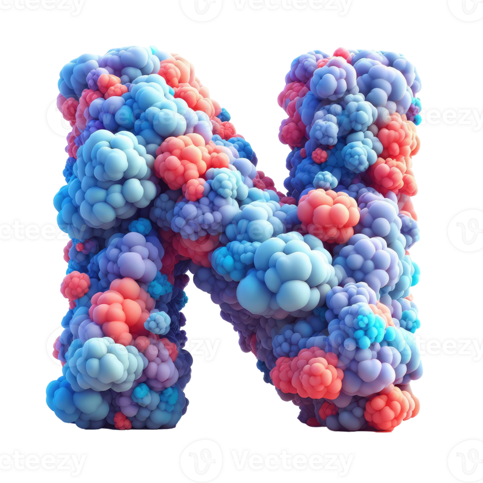 The letter n is made up of colorful bubbles png