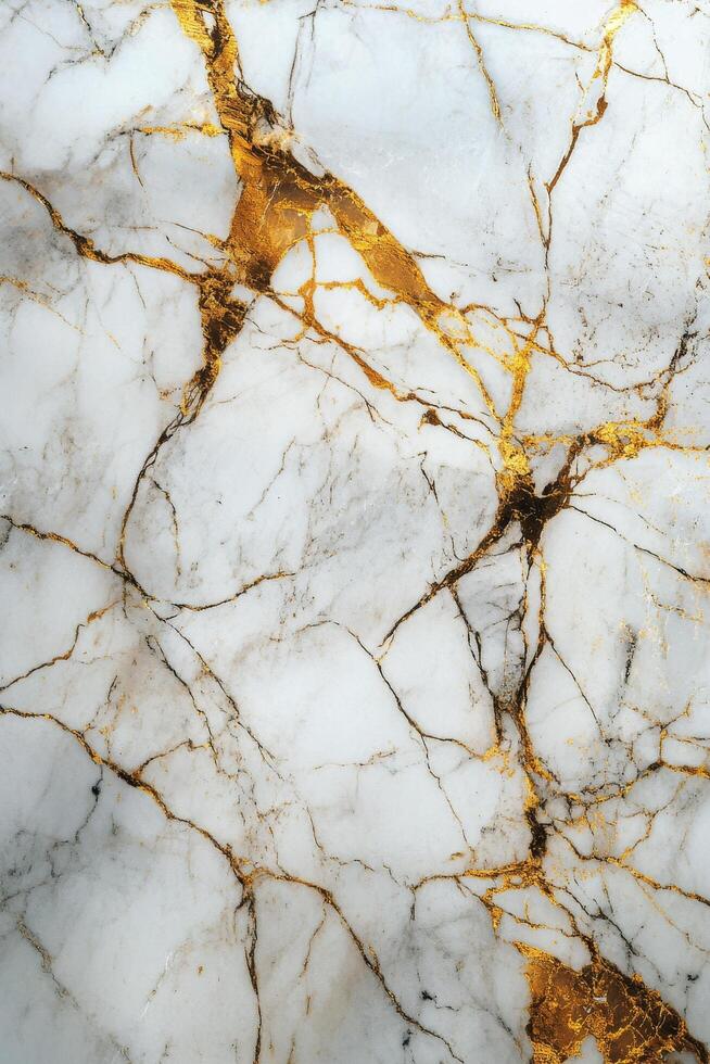 Golden veins of mineral deposits across a dark stone surface under natural light photo