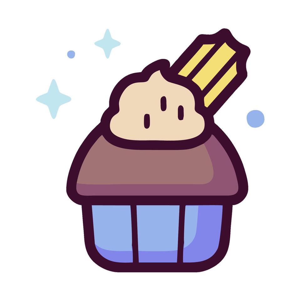 A cupcake with a frosting and a stick vector