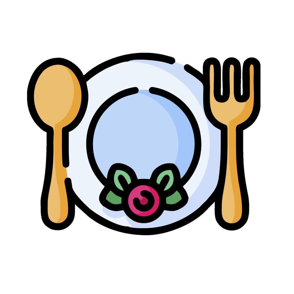 Plate with fork and spoon icon vector