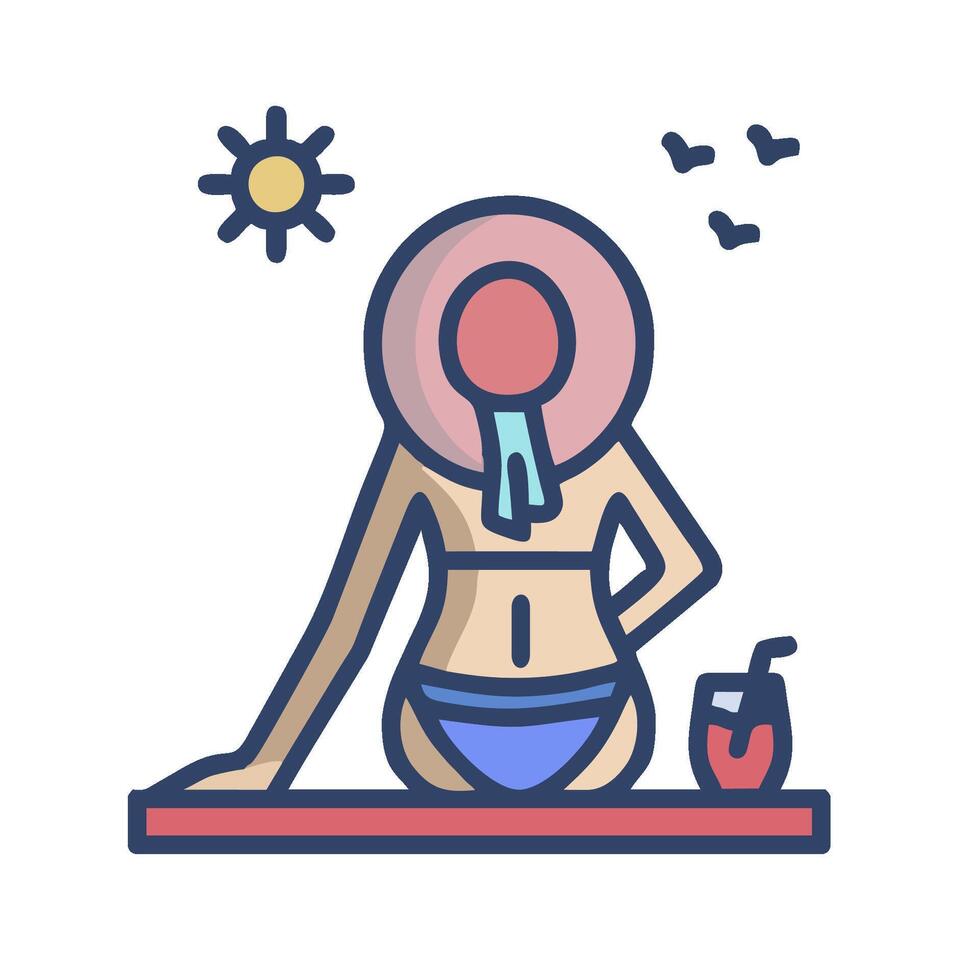 A woman in a bikini sitting on a beach towel vector