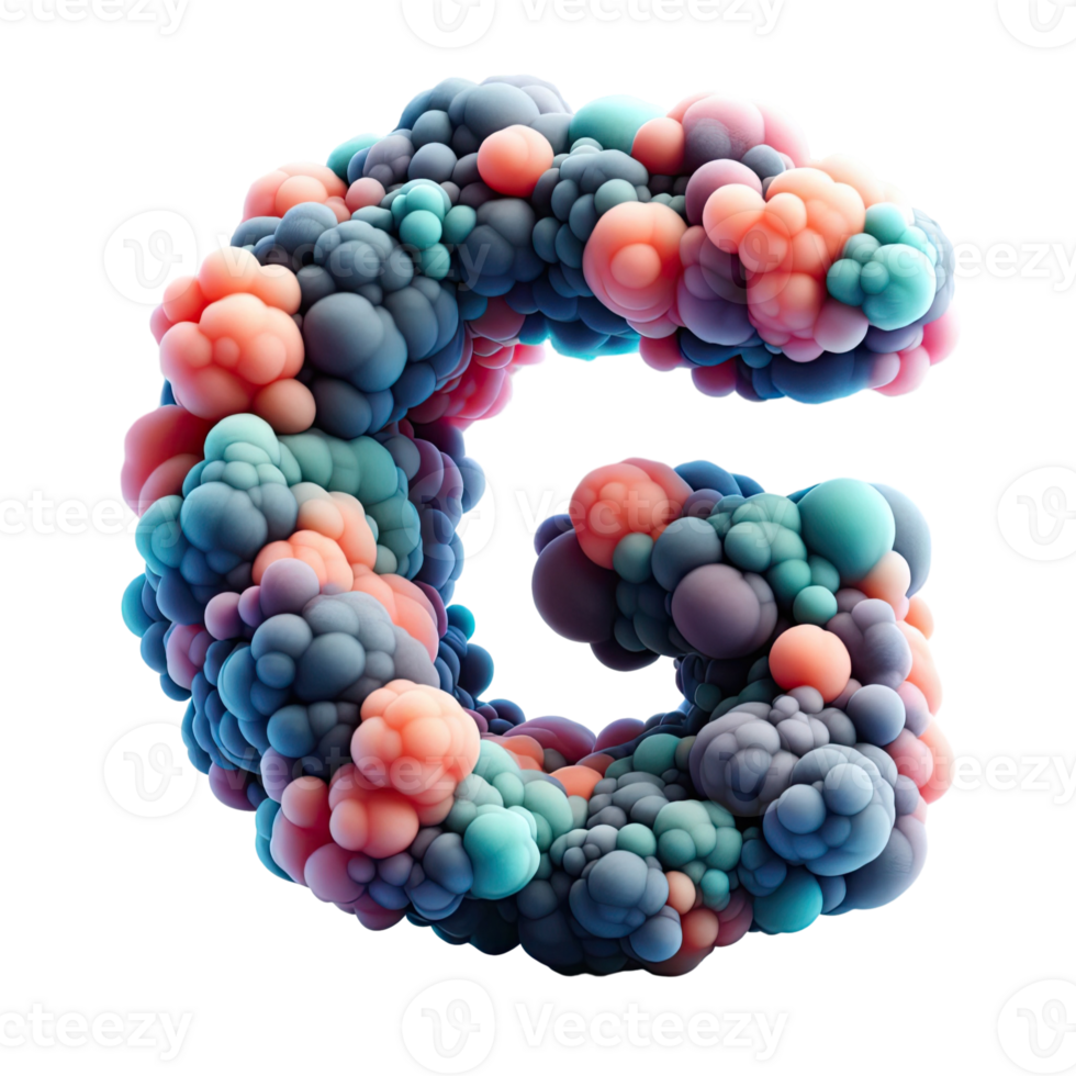 3d letter g made of colorful bubbles png