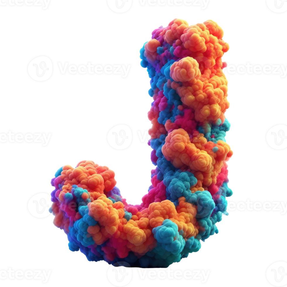 A letter j made of colorful foam png
