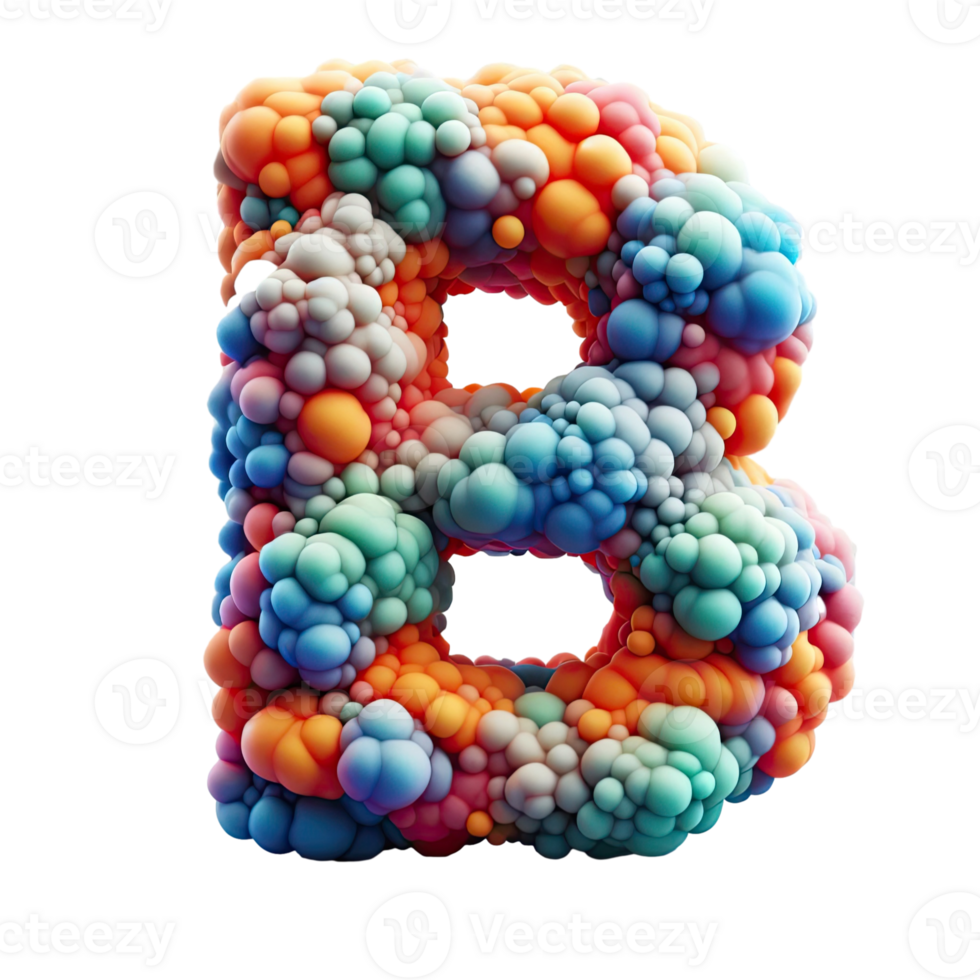 A colorful letter b made of bubbles png