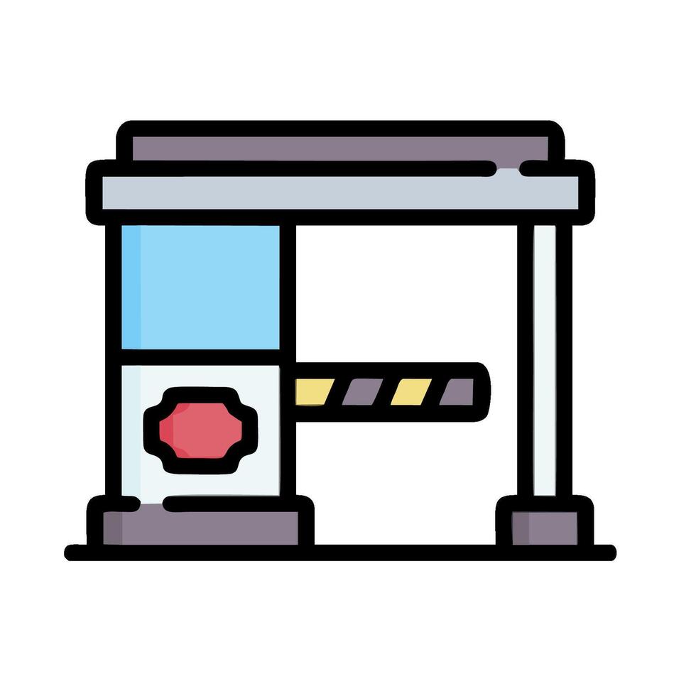 a line drawing of a barrier with a sign on it vector