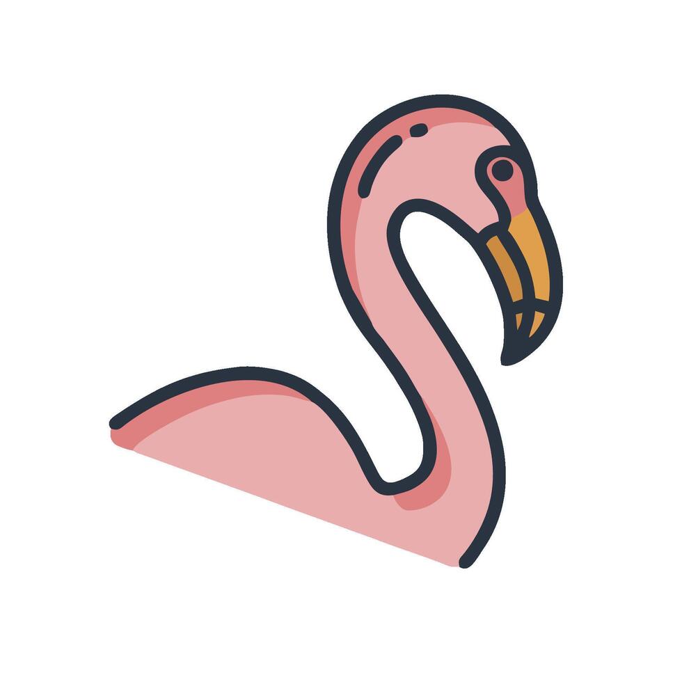 A pink flamingo on a white background vector
