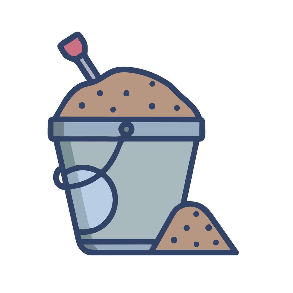 A bucket with sand and shovel icon vector