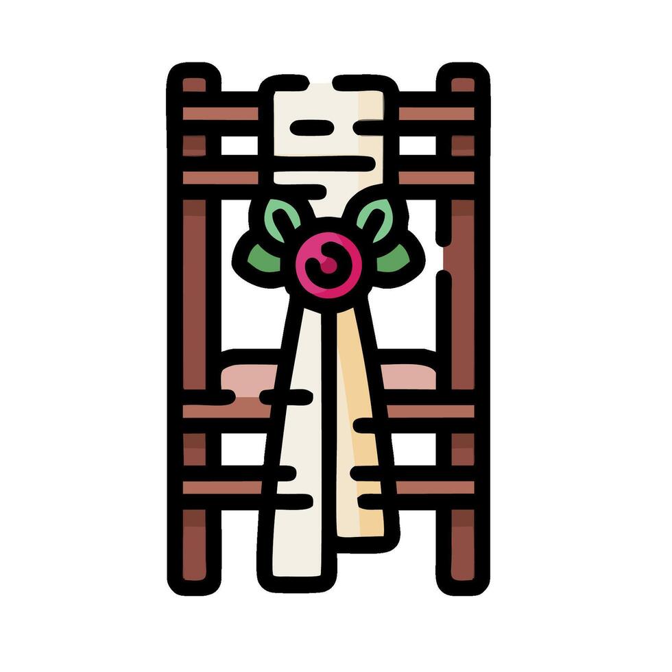 Chair with a rose on it, with a ribbon around it vector