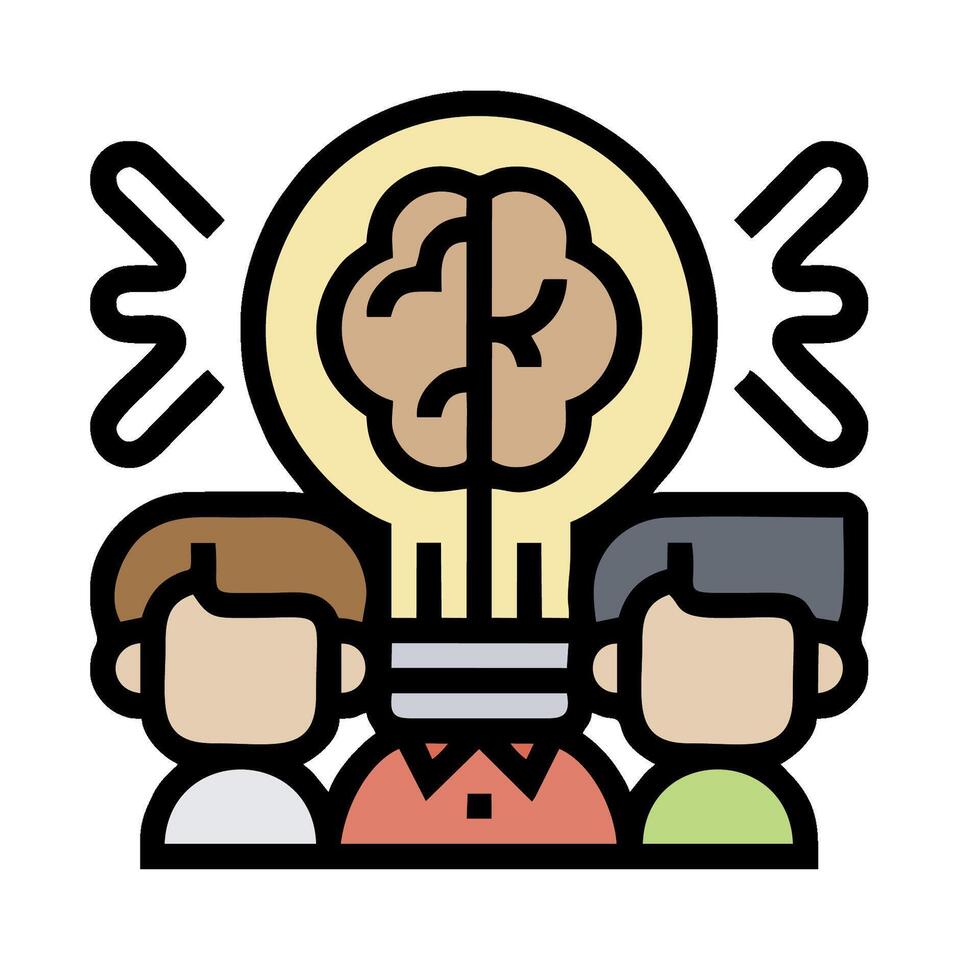 People with brain light bulb icon vector