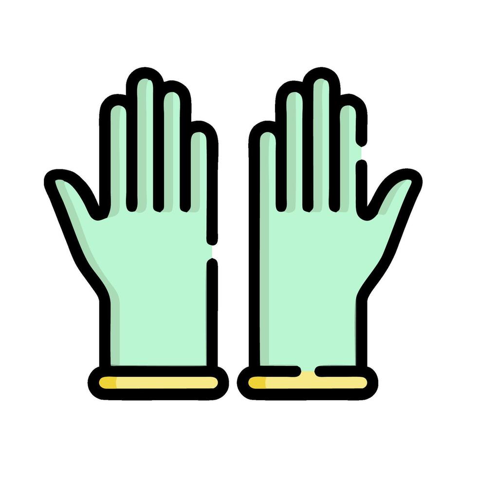two green latex gloves on a white background vector