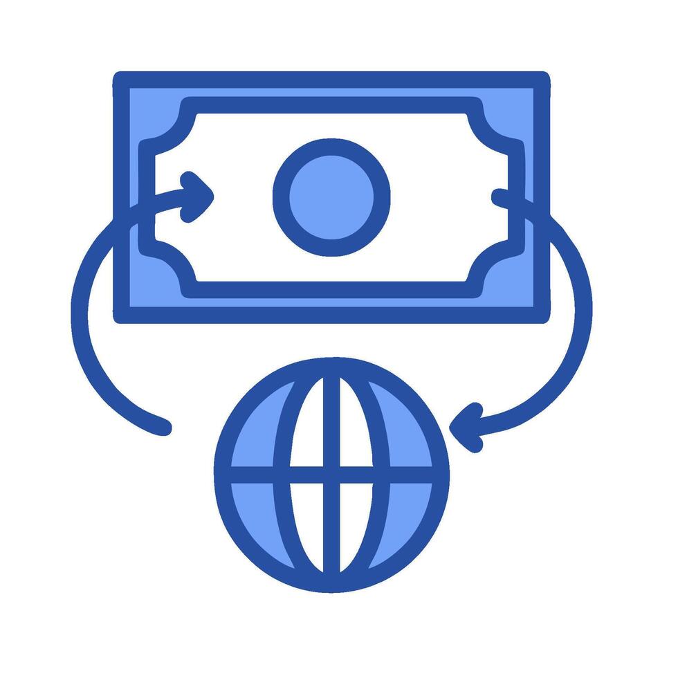 Money and globe icon vector