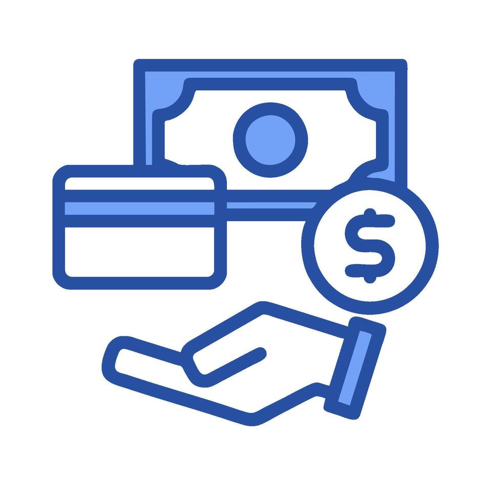 A hand is holding a credit card and a dollar bill vector