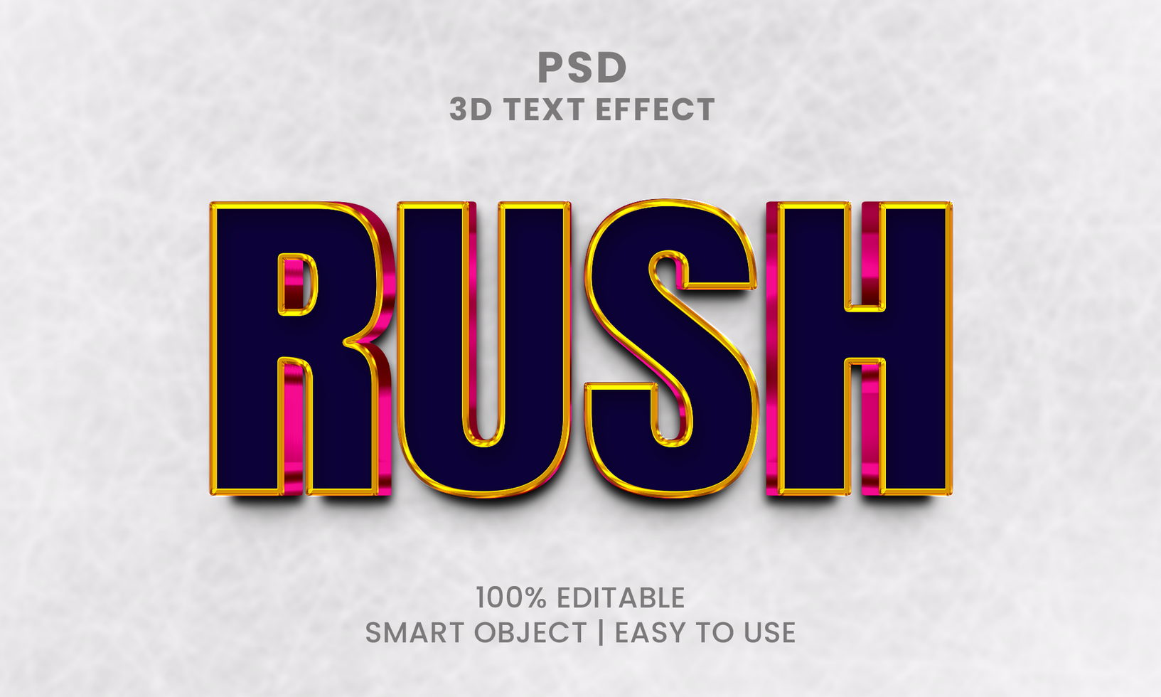 Rush 3D text effect Fully Editable psd