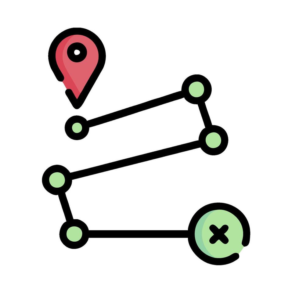 a map with a pin and a green dot vector