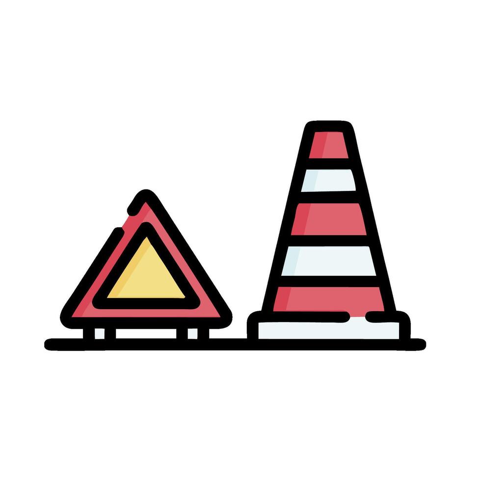 traffic cone and traffic sign icon vector