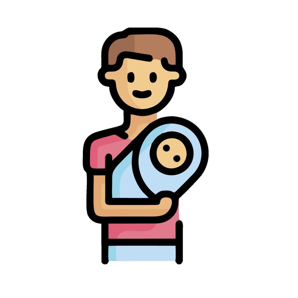 a man holding a baby in a sling vector