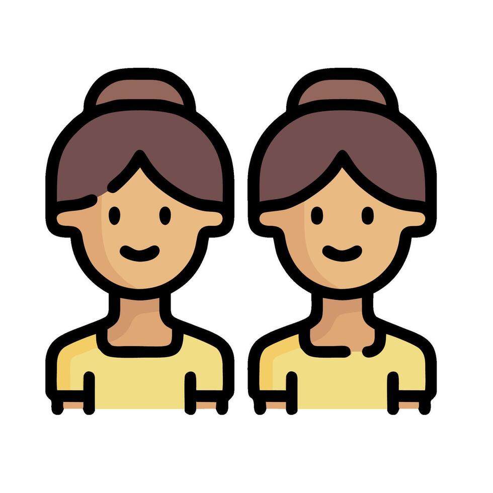 two women with different hair styles, one with a ponytail and the other with a bun vector