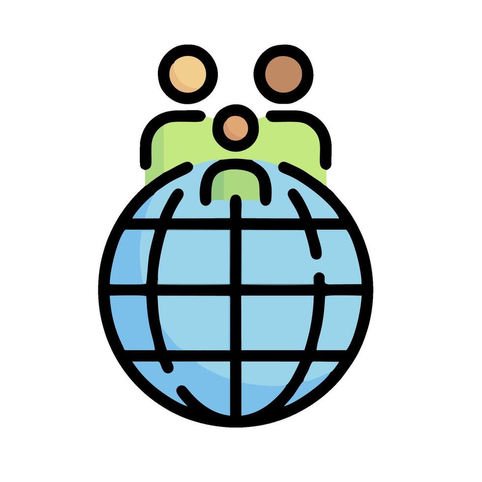 people around the globe icon, illustration vector