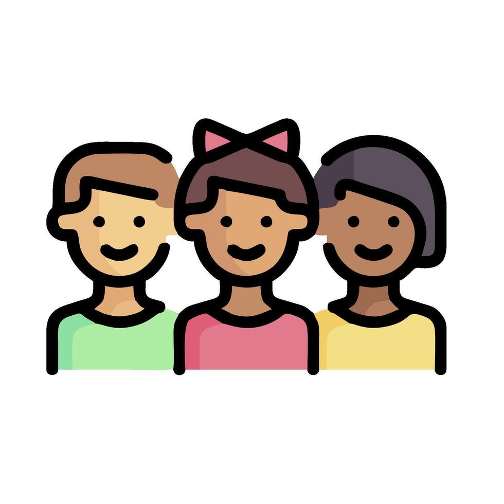 three people with different hair colors are standing together vector