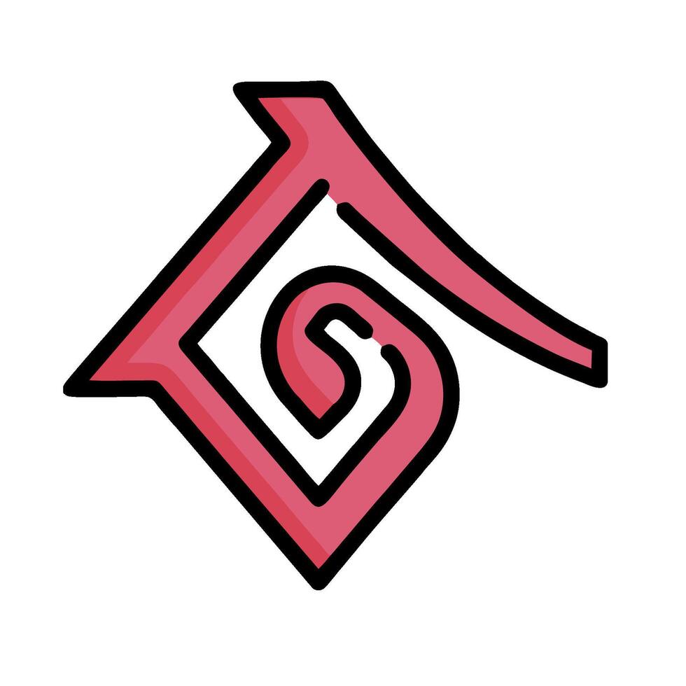 a red and black symbol with a japanese letter vector