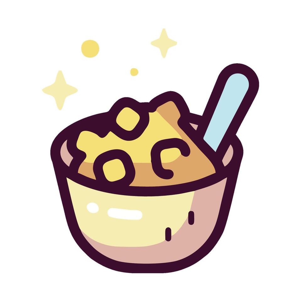 A bowl of ice cream with a spoon in it vector