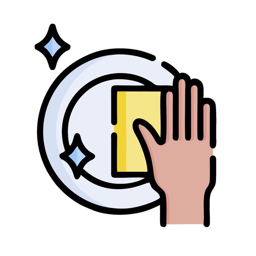 Hand washing plate with sponge and sponge icon vector