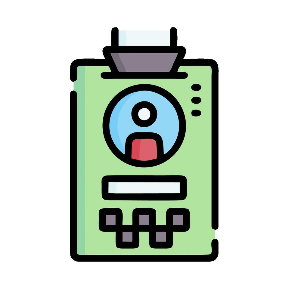 a green and white machine with a red button vector
