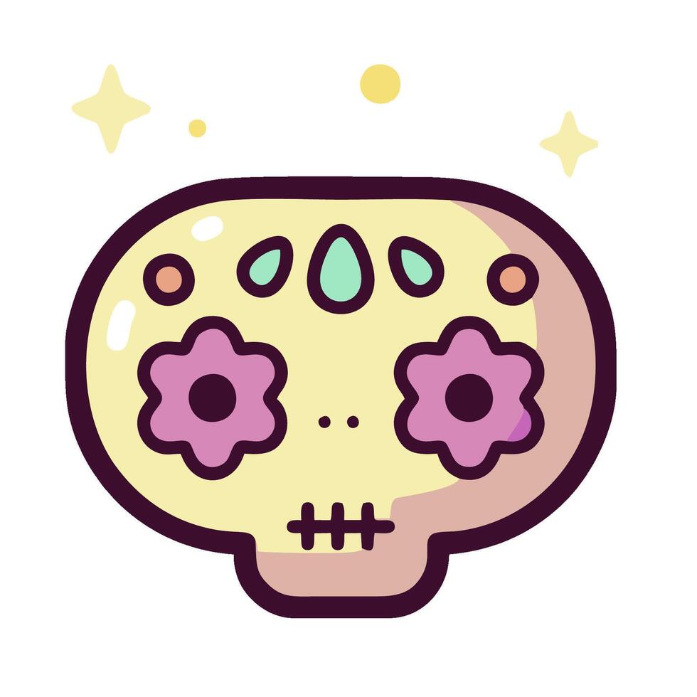 A sugar skull with flowers on it vector