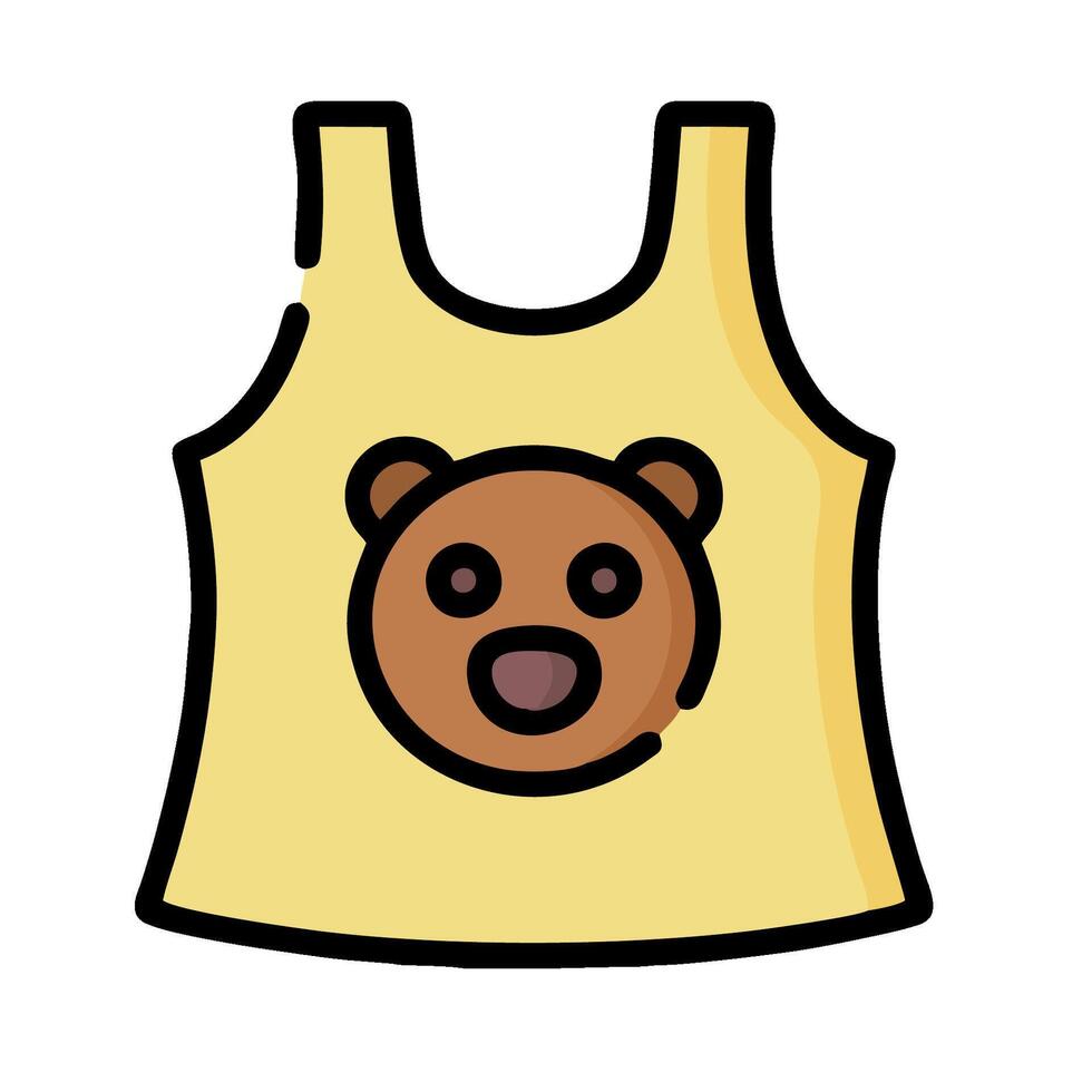 A yellow tank top with a bear face on it vector