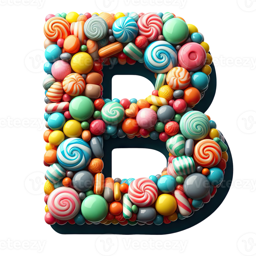 The letter b is made up of colorful candy png