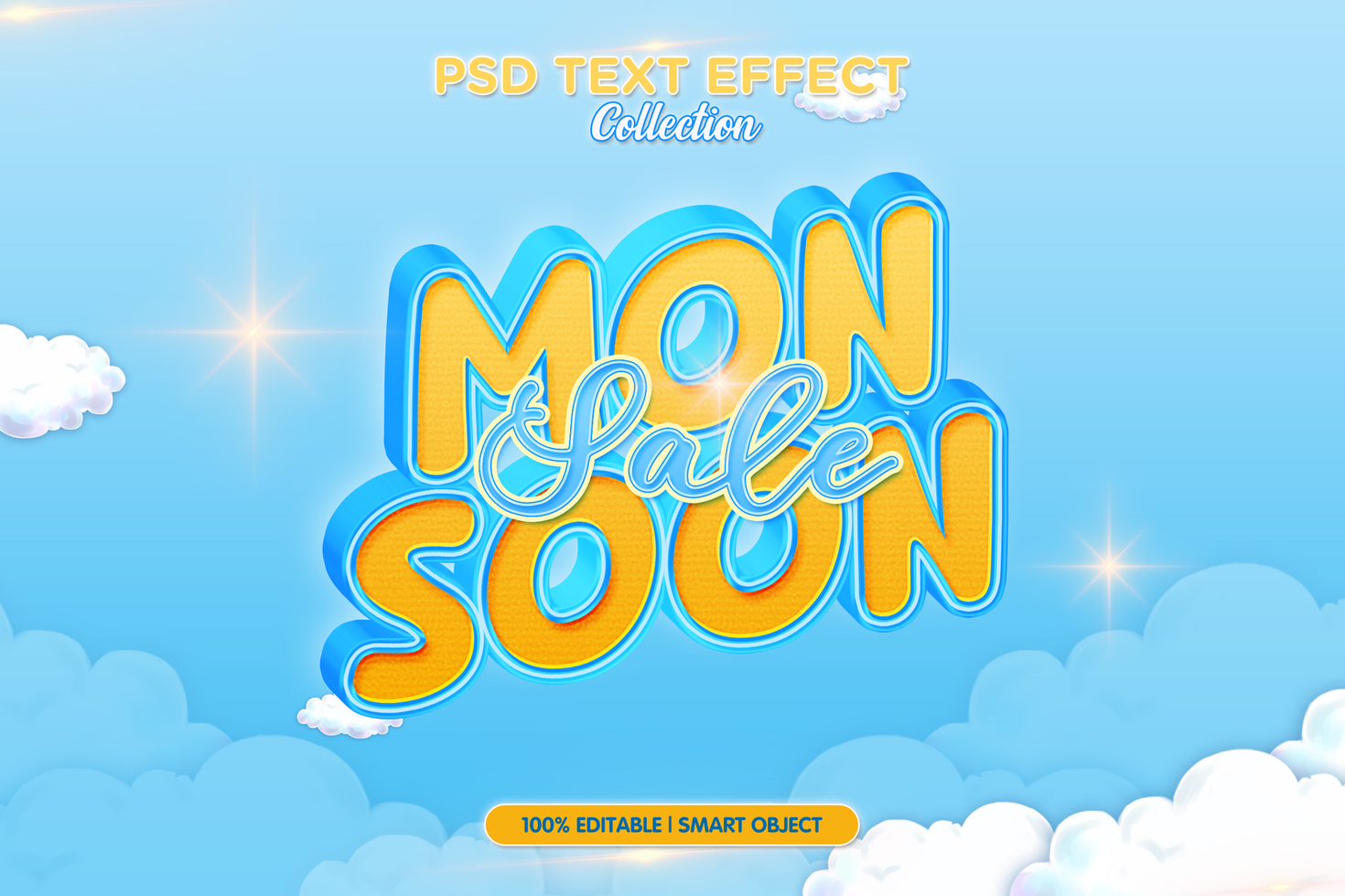 3d text effect for monsoon psd