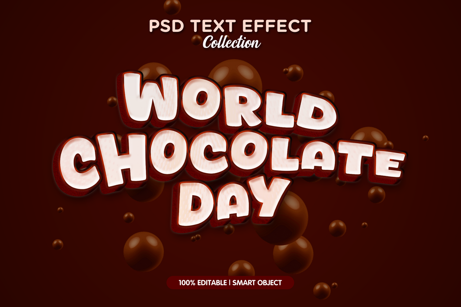 World chocolate day text effect psd