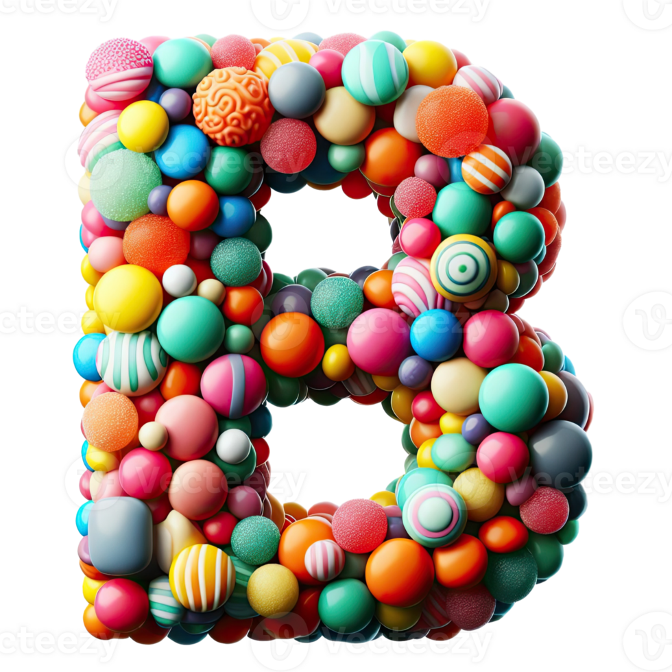The letter b is made of colorful balls png
