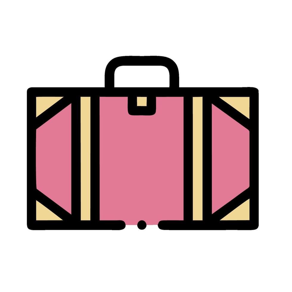 a pink suitcase with a handle on a white background vector