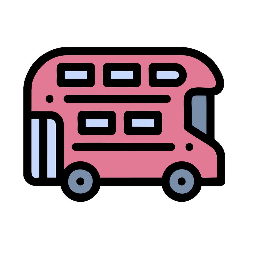 a pink double decker bus icon on a white background vector