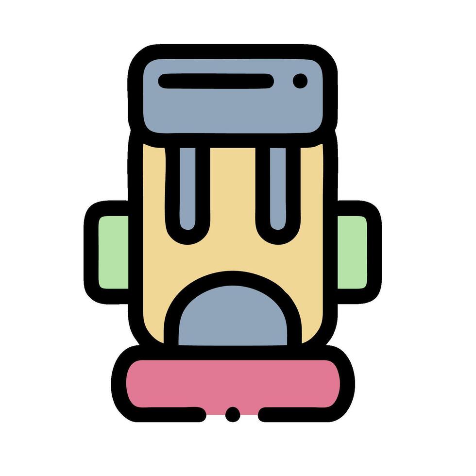 a cartoon backpack with a computer on top vector